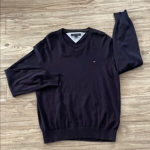 Tommy Hilfiger Men's Navy V Neck Sweater Sz L